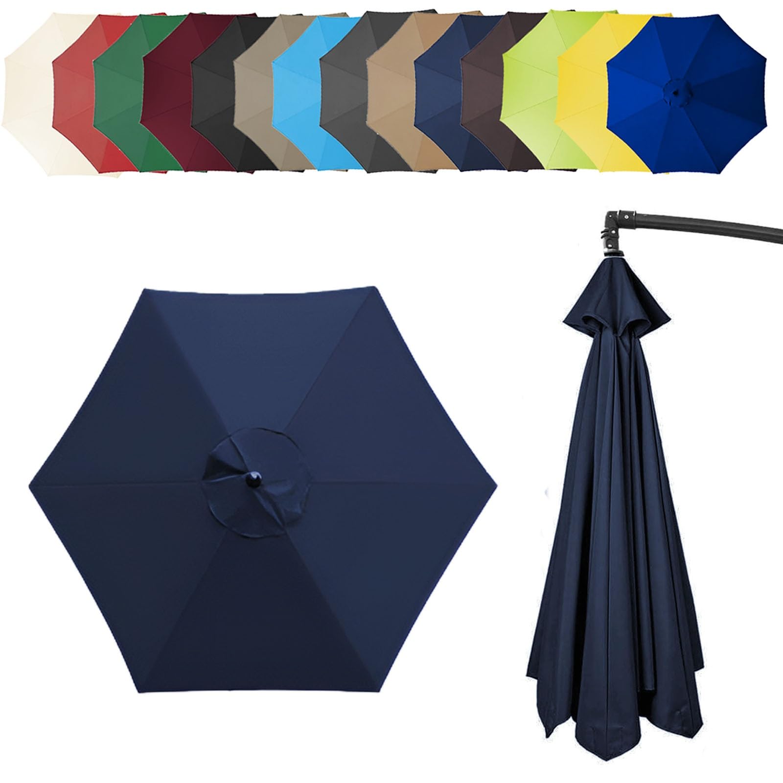 6.4ft/8.8ft/9.8ft (200/270/300cm) Replacement Parasol Garden Patio Umbrella Fabric Canopy Cover