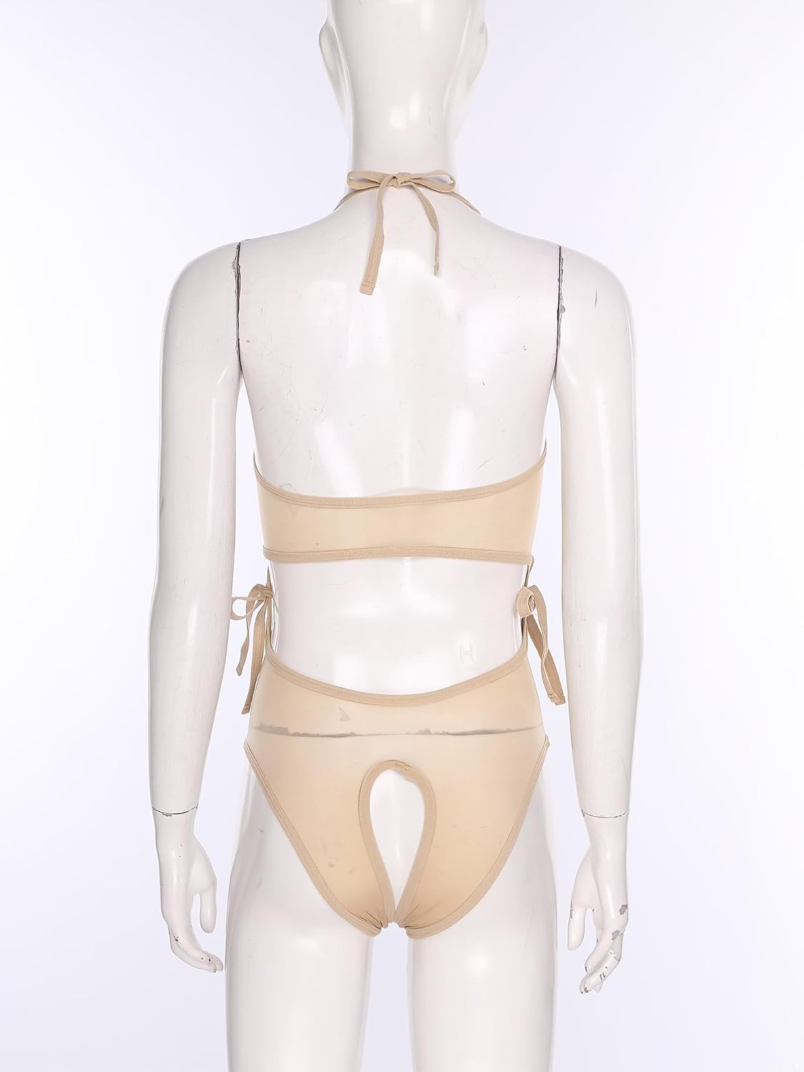 Alvivi Women's Glossy Sheer Lacing Turn into One-Piece Bodysuit Bathing Suit Nightwear Lingerie