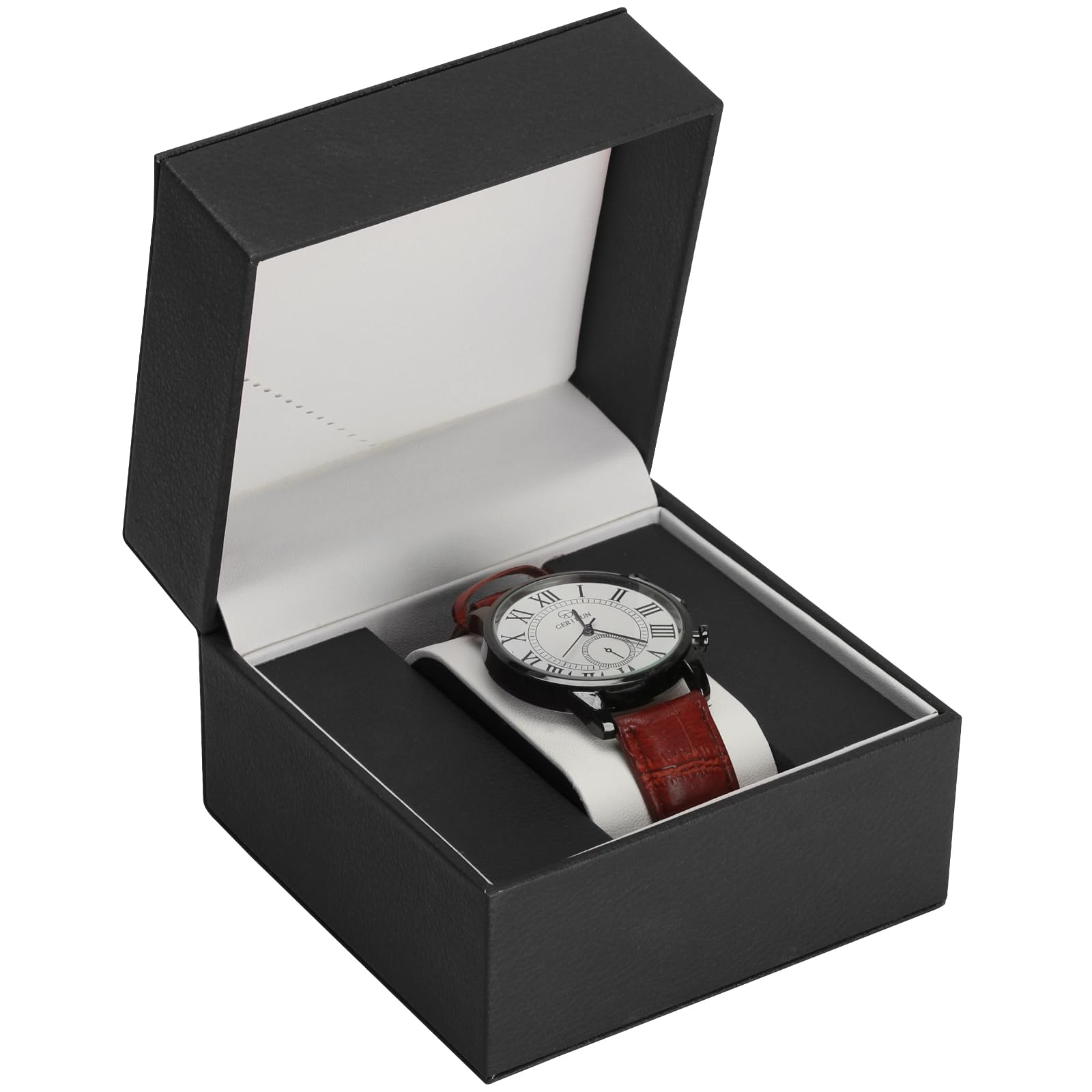 Luxury Single Watch Gift Box for Men Women, Single Watch Bracelet Bangle Jewelry Holder Storage Box Display Case Organizer (Black Style 1)