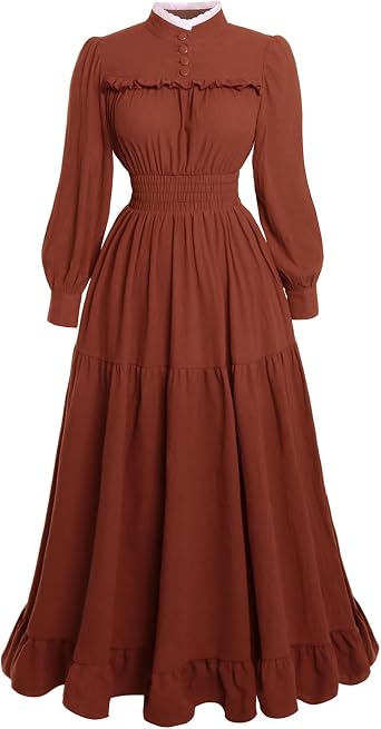 Vibsion Victorian Dress for Women 1800s Long Sleeve Edwardian Dresses Medieval Renaissance Costume