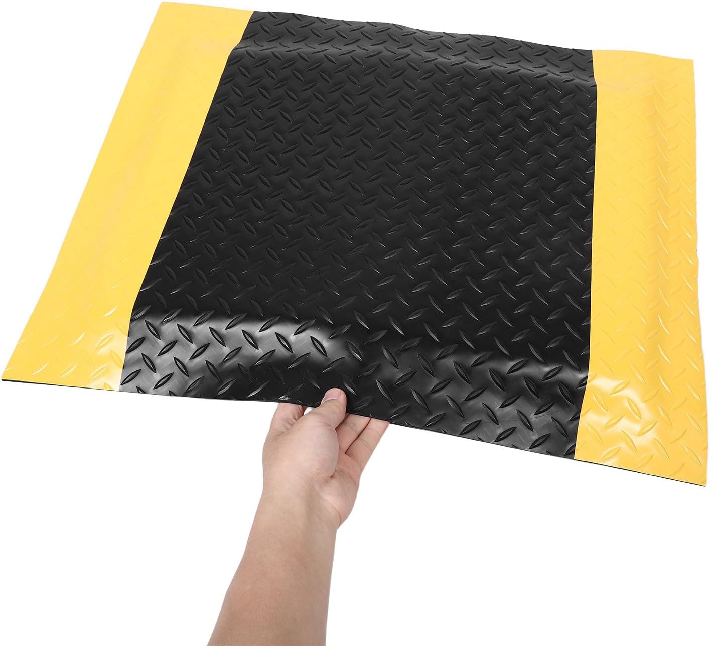 Anti-Static Fatigue Floor Mat Thick Cushioned Standing Rug with Yellow Safety Border Non-Slip Industrial Foot Mat for Workstations Office Ergonomic Comfort
