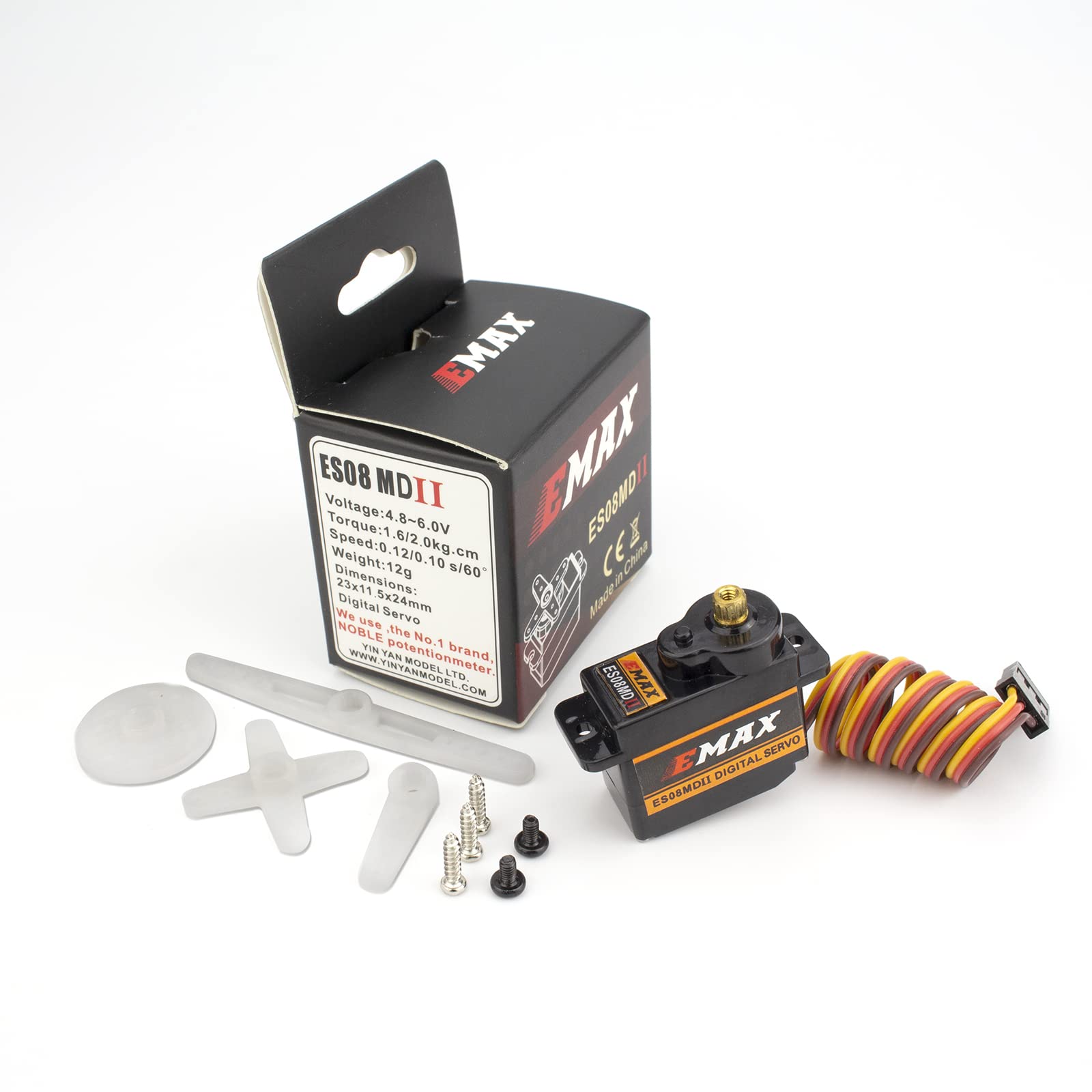 Tiny Hawk EMAX ES08MD II Servo Numérique 12G/2.0KG/Micro Engrenage en Métal Servo Haute Vitesse pour Commandes de Robot de Voiture de Bateau d'avion d'hélicoptère RC
