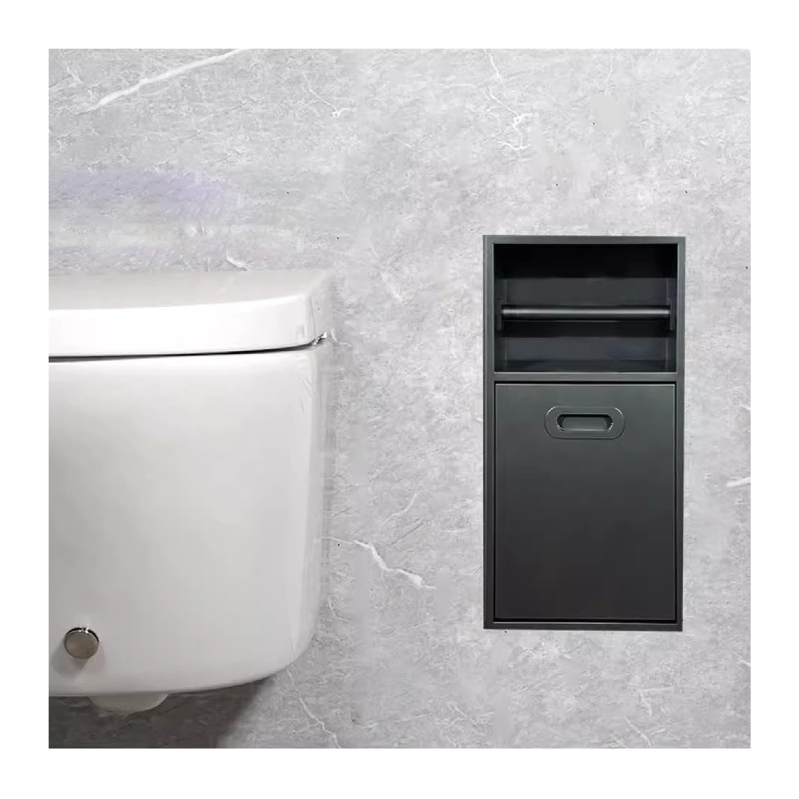 Cabine de douche en acier inoxydable étanche avec étagère noire de 50 cm