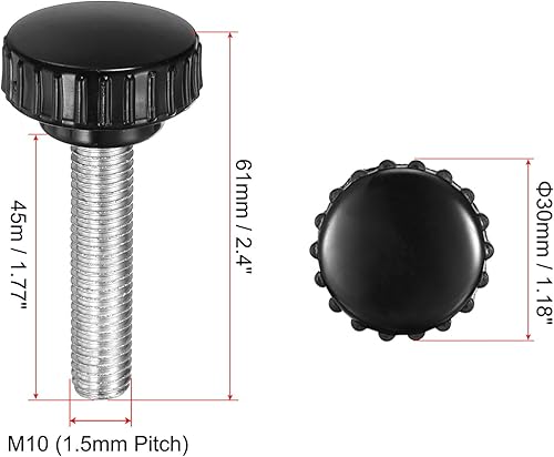 Miniatura 115 de uxcell Perillas de sujeción moleteadas M6 x 1.969 in métricas chapadas en zinc de acero al carbono rosca macho tornillo de pulgar en tipo 0.787 in
