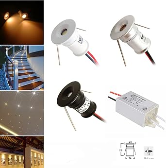 12V 1W Recessed Celling Light for Kitchen, Stairs, Closet, Hallway,DIY Lighting Warm White Cold White Showcase Light Cabinet Downlight IP65 (Silver Shell, 30D Warm White) [Energy Class A]