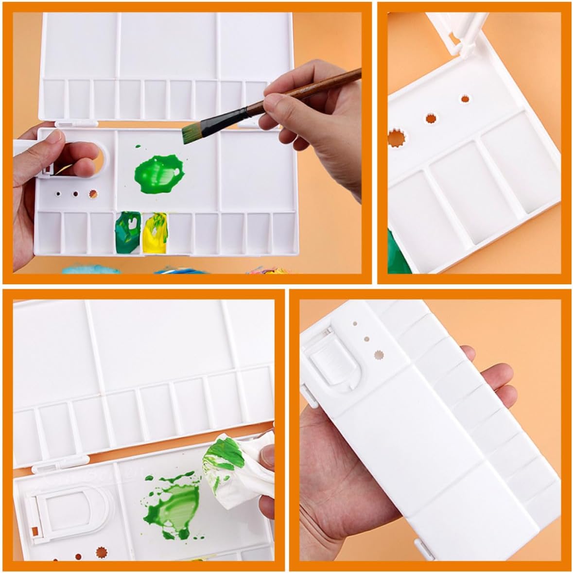 White Abs Paint Tray Palette for Acrylic and Watercolor Pigments, Sturdy Mixing Box to Keep Paints from Drying and Accommodate Multiple Colors, for Art Painting and DIY Crafts