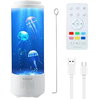 Jellyfish Lava Lamp Jellyfish Lamp with 7 Colours and Remote Control Bluetooth Jellyfish Lamp with 4 Light Modes Aquarium Mood Light Decoration for Home Office Christmas Birthday Gifts White