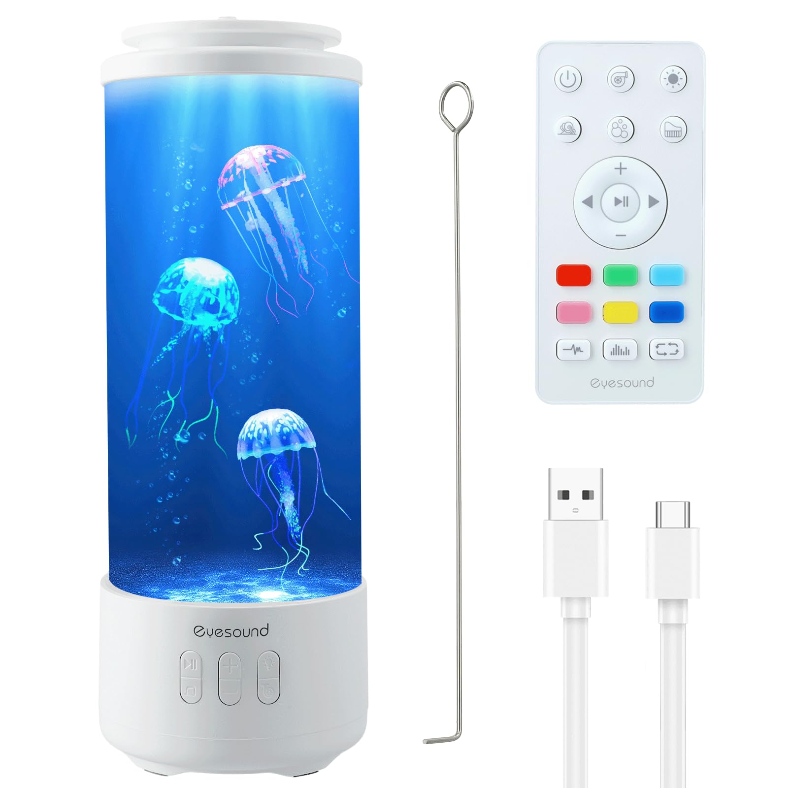 Lampada Meduse Acquario,Con Altoparlante Bluetooth, Batteria Da 3000 Mah E Telecomando,7 Colori E 4 Modalità, Controllo Della Velocità, Jellyfish Lava Lampada Per La Casa Regalo Per Bambini (Bianco-2)