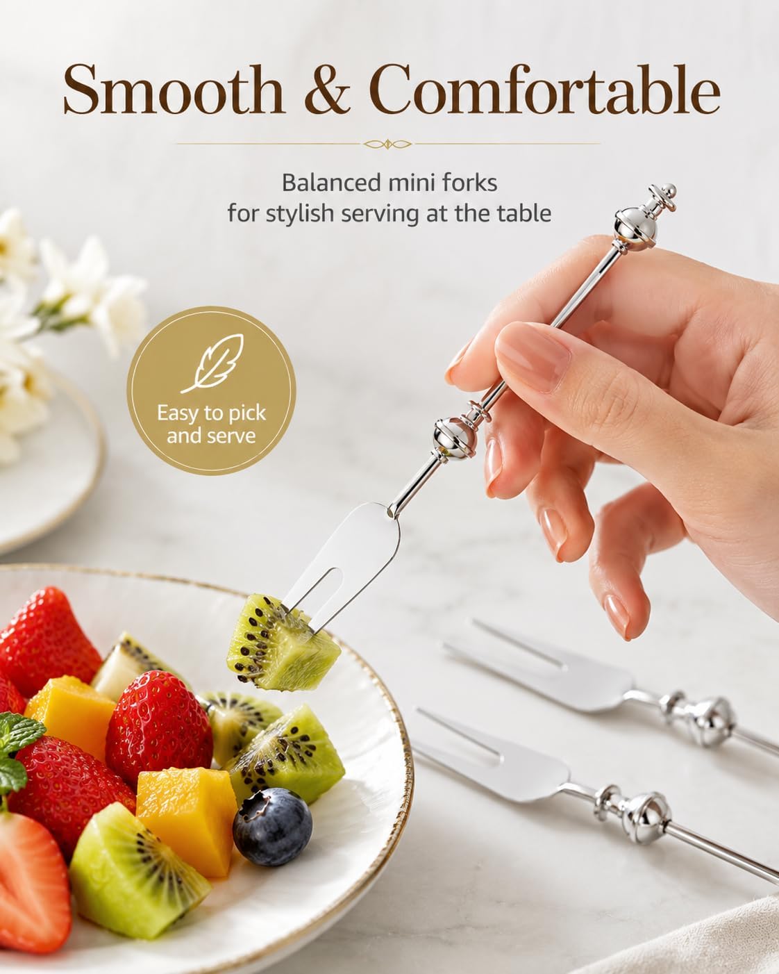 PRETYZOOM 3-Pack Beadable Serving Utensils, Mini Stainless Steel Forks