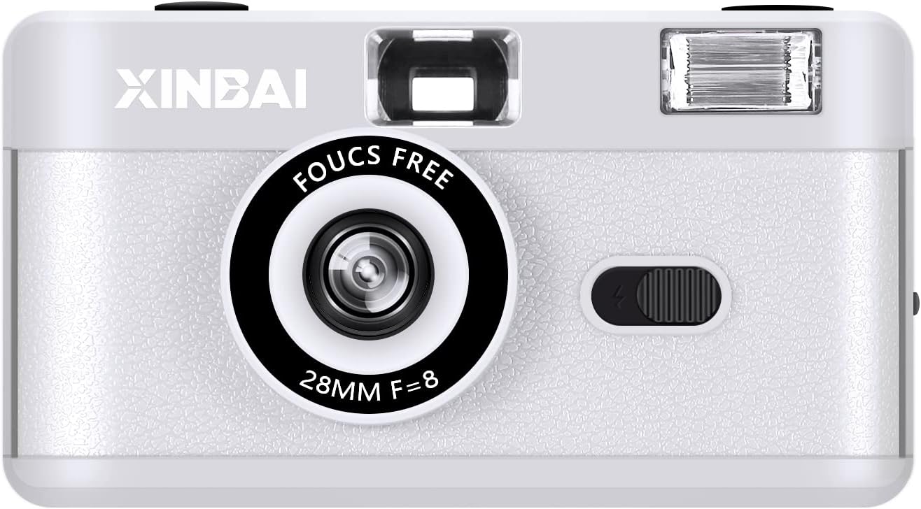 XINBAIB10 Reusable 35mm Film Camera, Creative Gifts Vintage Film Camera with Flash, for Kids and Adults (White)