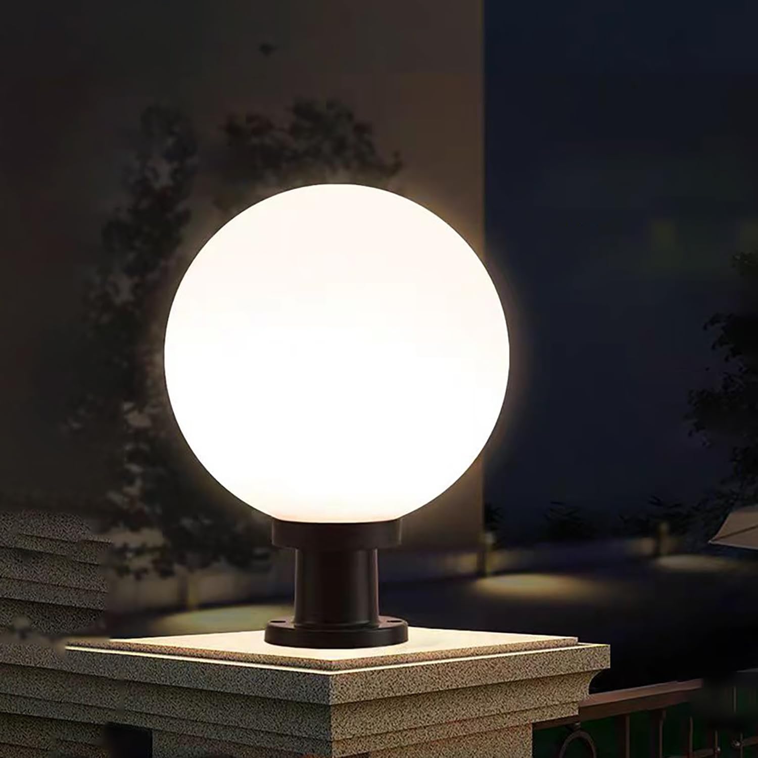 Luminaire Sphère Jardin IP65 - Éclairage Extérieur Globe - Pilier LED E27 - Décoration Terrasse
