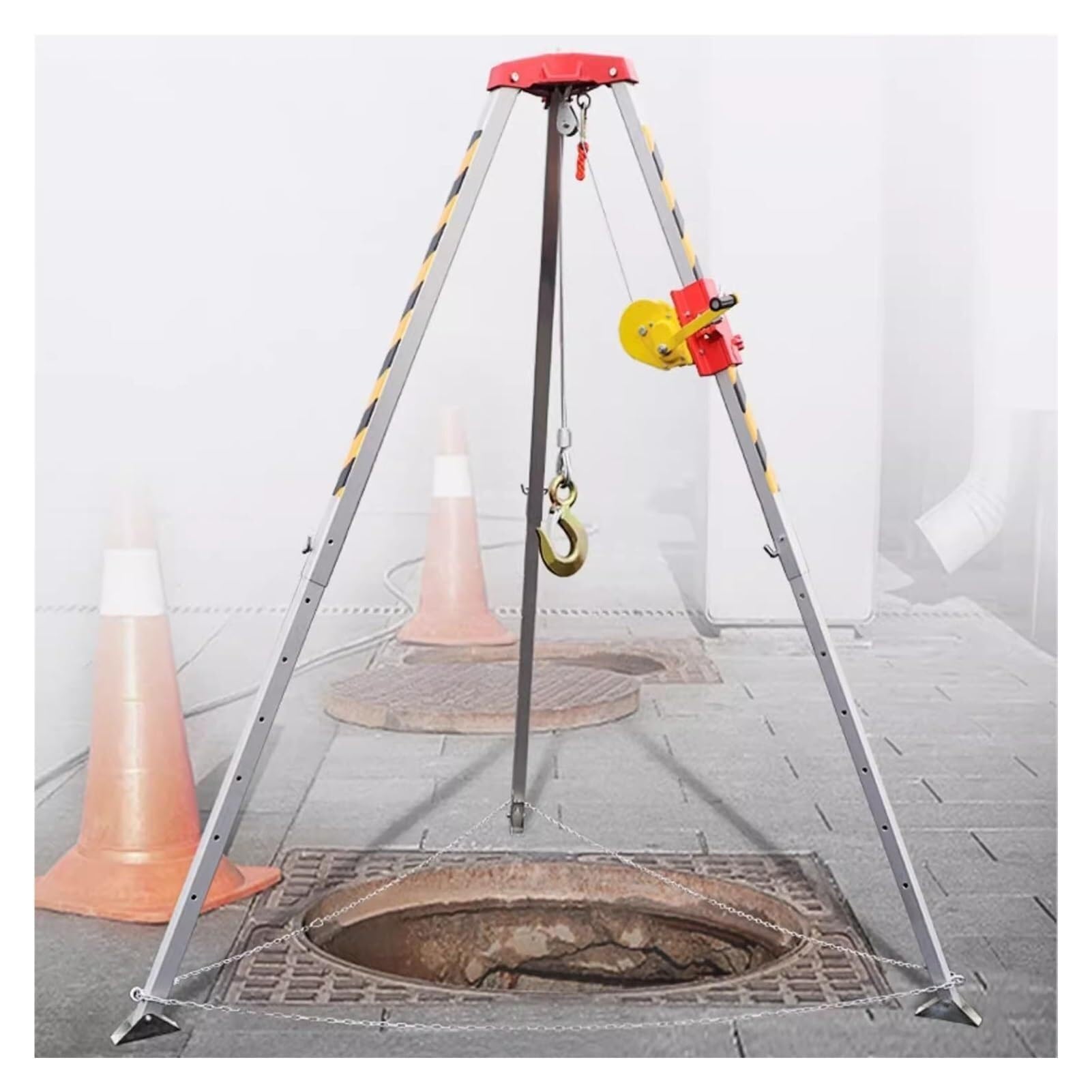 Emergency Rescue Tripod for Confined Spaces Adjustable Aluminum Safety Access Equipment for Sewer and Underground Work Industrial and