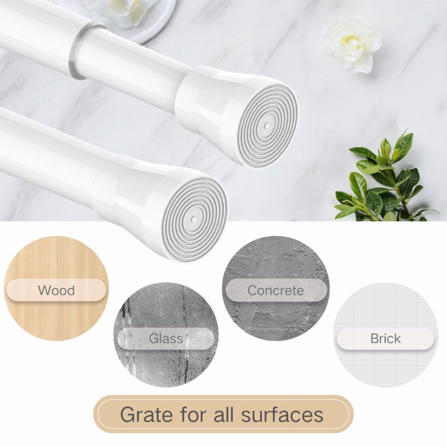 Shower Rail Extendable Telescopic Curtain Pole Tension Rods For Curtains Shower Curtain Pole Extendable No Drill White 46-70Cm - Image 4