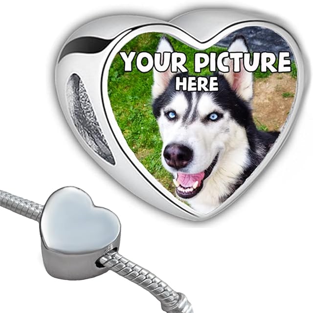 Andska Photo Charm Personalised Fit Pandora Bracelet Bead Custom Add Your Image Valentines day gift for her best Birthday present