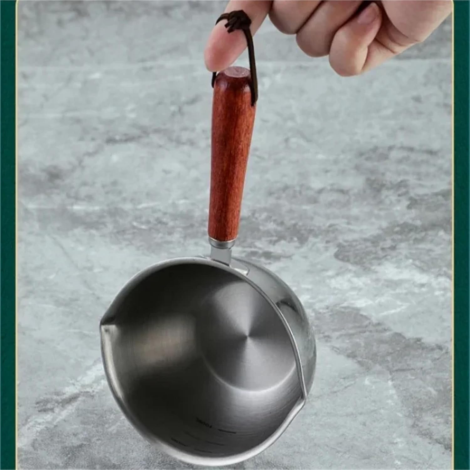Mini 304 Stainless Steel Oil Pot with Wooden Handle Small Kitchen Pan for Butter Chocolate Sauces(Steel-L)