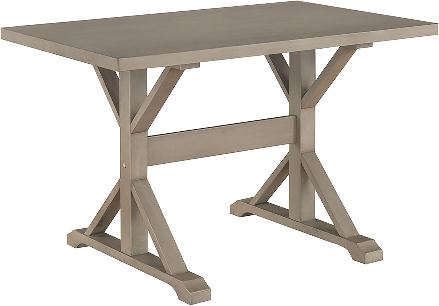 Carolina Chair & Table Florence X-Shaped Leg Rectangular Trestle Table - Multi-Step Finish Freestanding Wooden Table - Mid-Century Home Furniture for Kitchen, Dining Room, Living Room, Weathered Gray