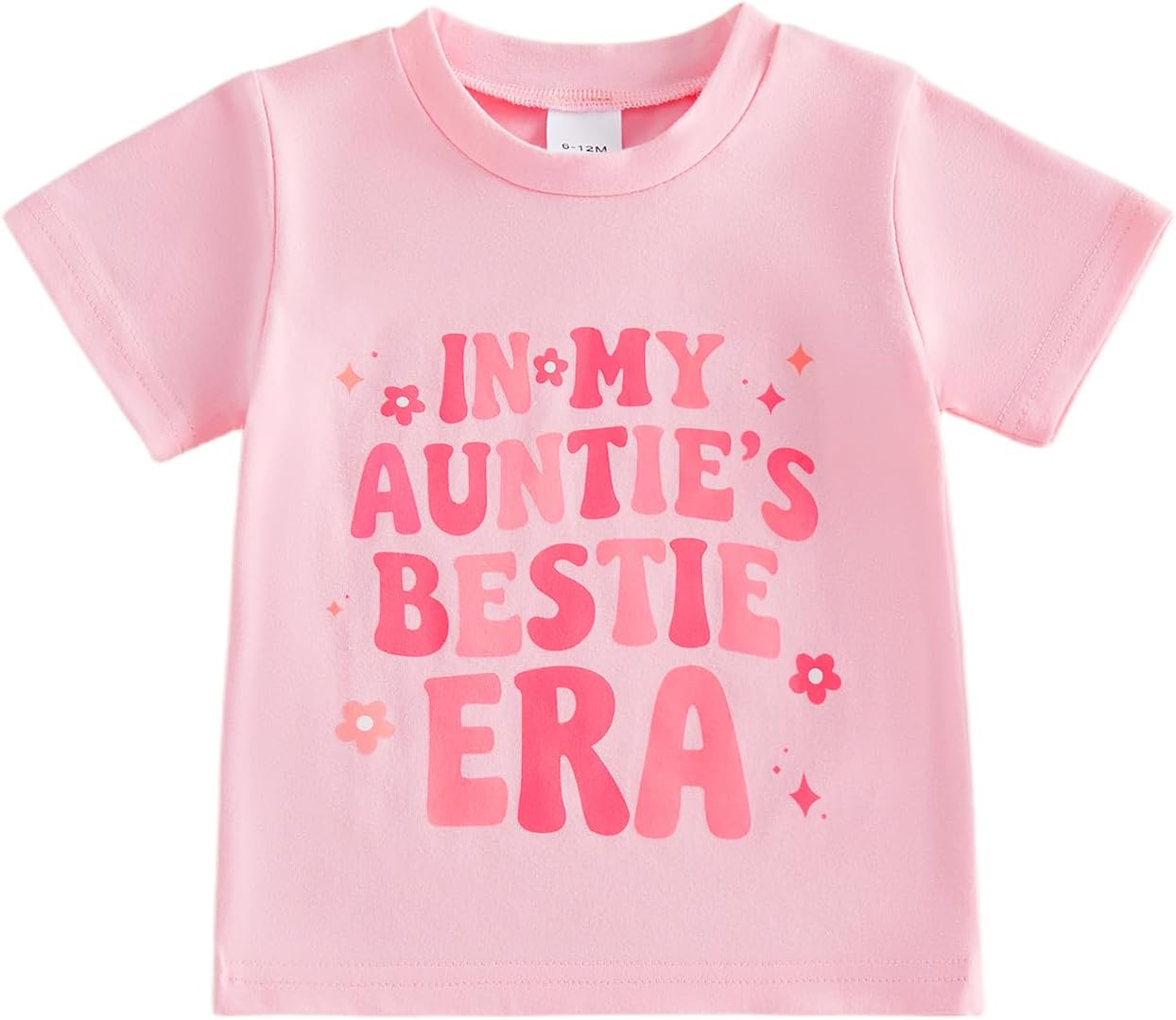 in My Aunties Bestie Era Shirts Toddler Girl Short Sleeve Letter Print Floral Tee Infant Baby Summer Tops