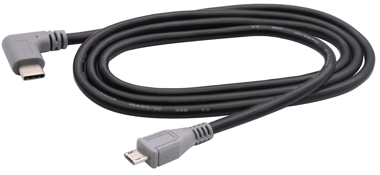 USB Micro to Type C Extender Cable 90 Degree USB 2.0 Type C Male to Micro 2.0 Male Data Sync and Charging Cable for MacBook & Tablet & Smartphone and Type C USB Devices(1M/3ft)(Micro)