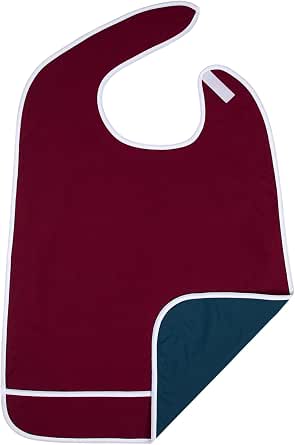 Adult Bib for Men and Women, Adjustable Neck, Waterproof Inner Lining, Crumb Catcher