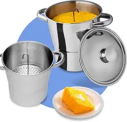 Cuscuzeira De Aço Inox Individual Nordestina, porção Família, Panela Prática Compacta Ideal Para Cozinhar No Vapor Cuscuz, Legumes 16cm, 2,5 Litros Com Tampa para fogões à gás, cooktop, Elétrico