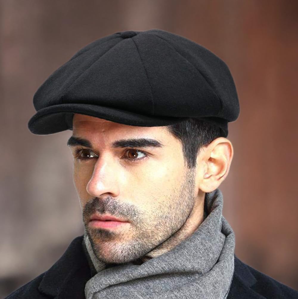 Paper Boy Hats Men Men's Wool Newsboy Cap Vintage Gatsby Style