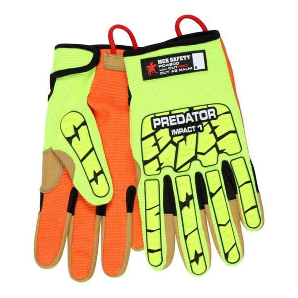 MCR Safety Gloves PD4900XL Predator Mechanic Gloves, Hi-Visibility Cut Resistant Work Gloves, X-Large, 1-Pair