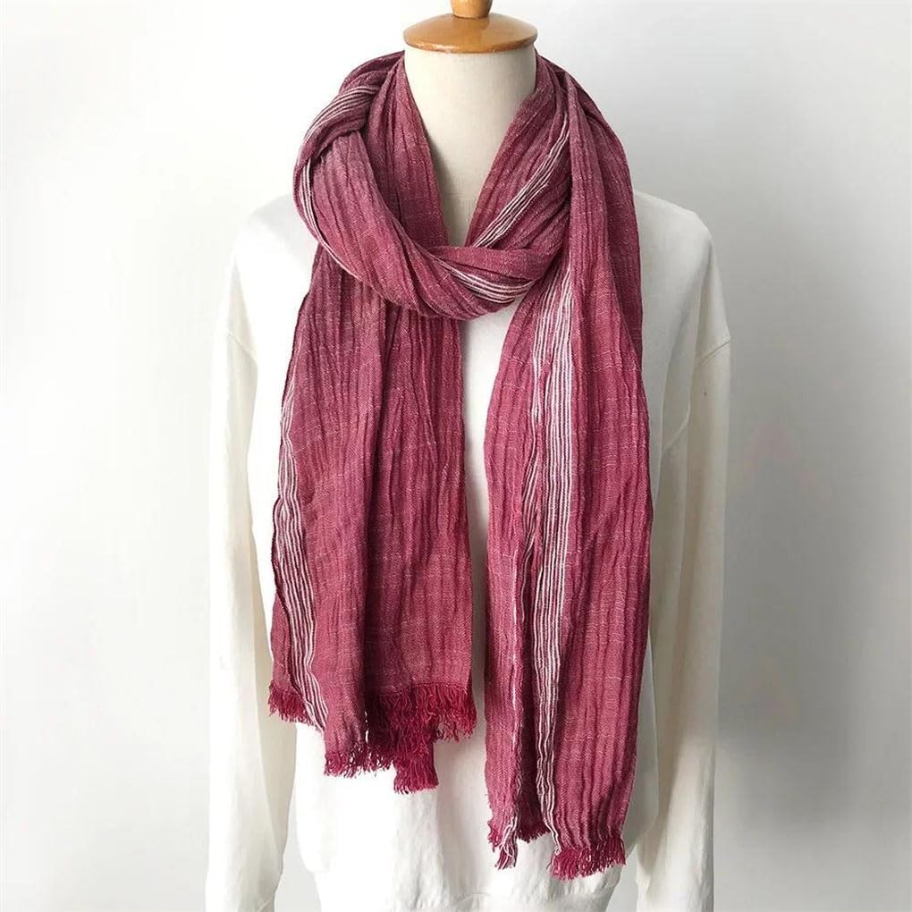 Winter Men Striped Cotton Linen Scarf Men's Scarves Warm Neckerchief Short Tassel Shawls