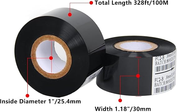 Hot Stamp Ribbon, 10 Rolls 30mm x 100mm Date Coding Ribbon, Date Code Thermal Ribbon for Coder Printer Machine