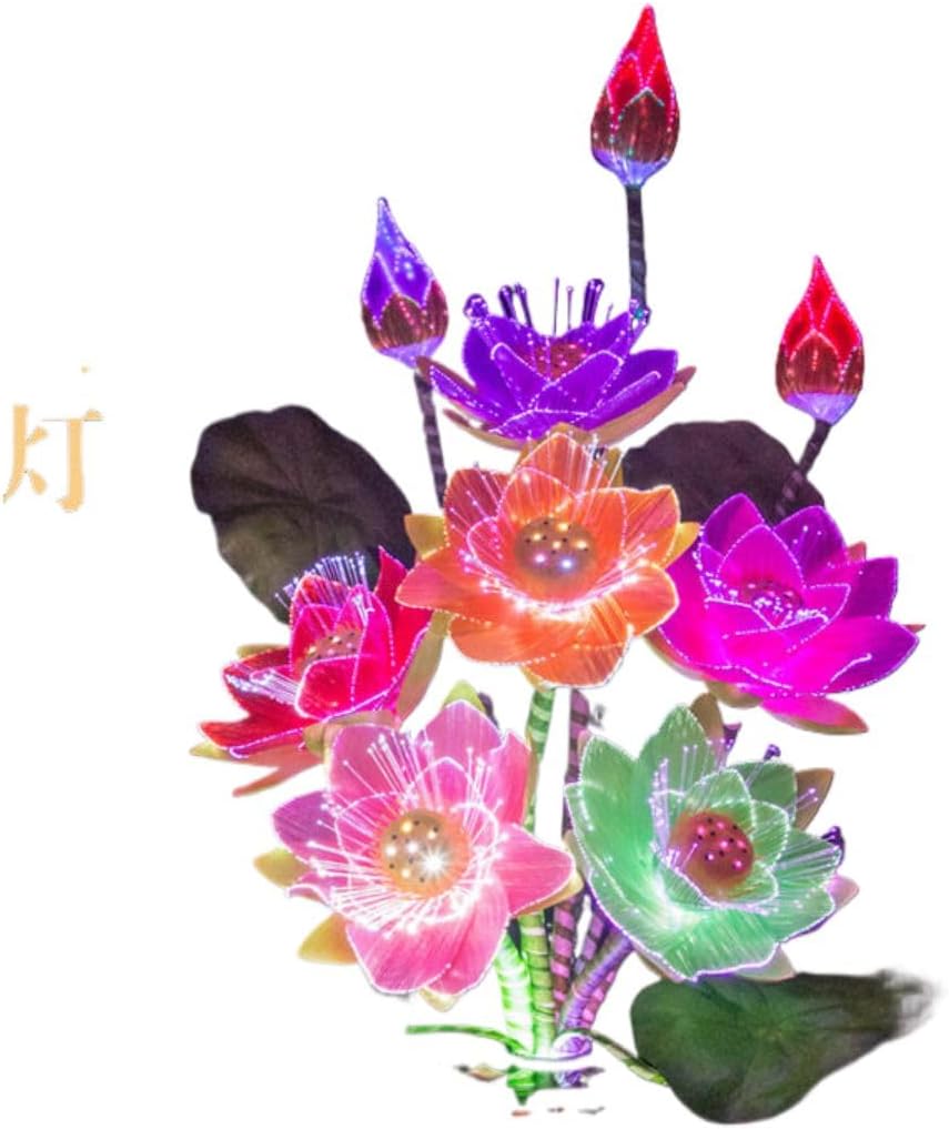 Ecqizer （ 9品升级款深彩色 高60CM ） Bonsai flower lamp Buddha lamp colorful fiber optic lotus lamp water lily LED lamp lotus lamp home living room decoration, 9113036672903