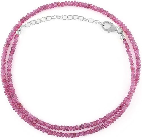 OdrillionGems Gargantilla de piedras preciosas 100% naturales, cuentas lisas, plata de ley 925, cristales curativos, hecho a mano, ajustable,