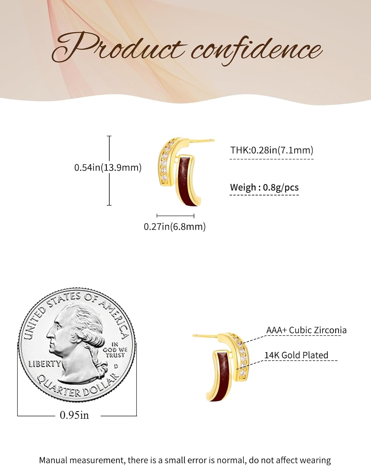 14K Gold Plated Cubic Zirconia Drop Earrings for Women Jewelry - Image 3