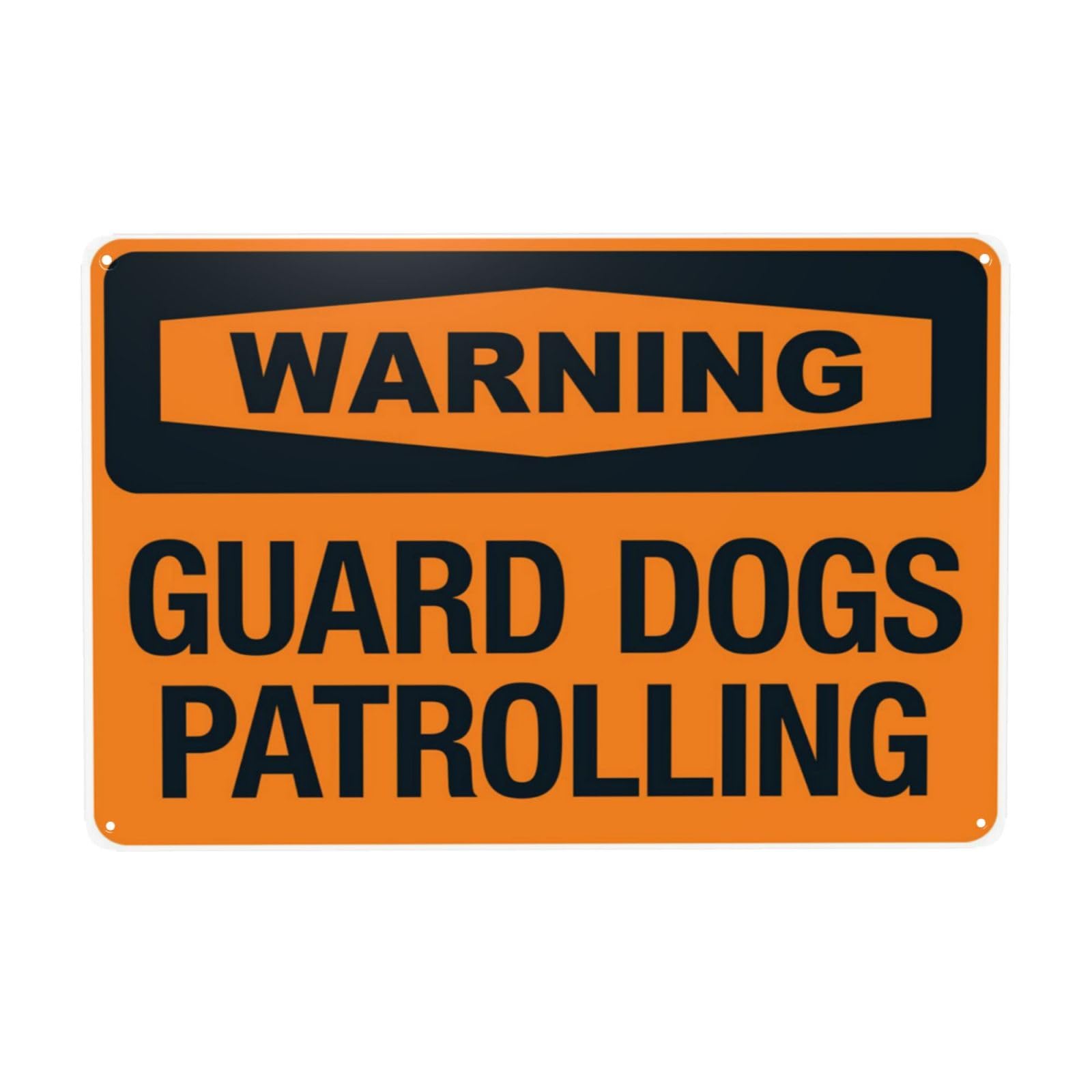Guard Dogs Patrolling, Beware Of Dog Vintage Metal Property Warning Sign 12x8 Inch
