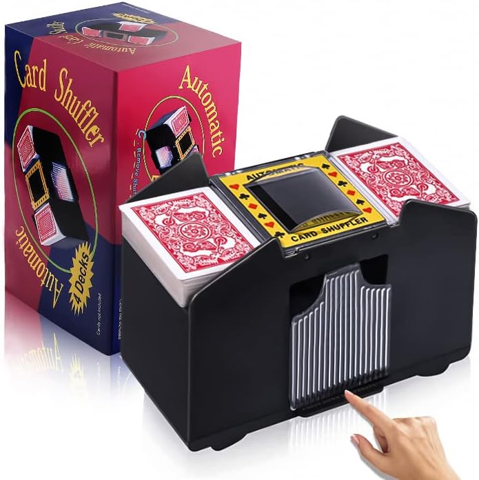 Unniweei Barajador automático de cartas de 1 a 4 barajos, barajador eléctrico con pilas, juego de cartas de casino para póquer, juego de cartas de