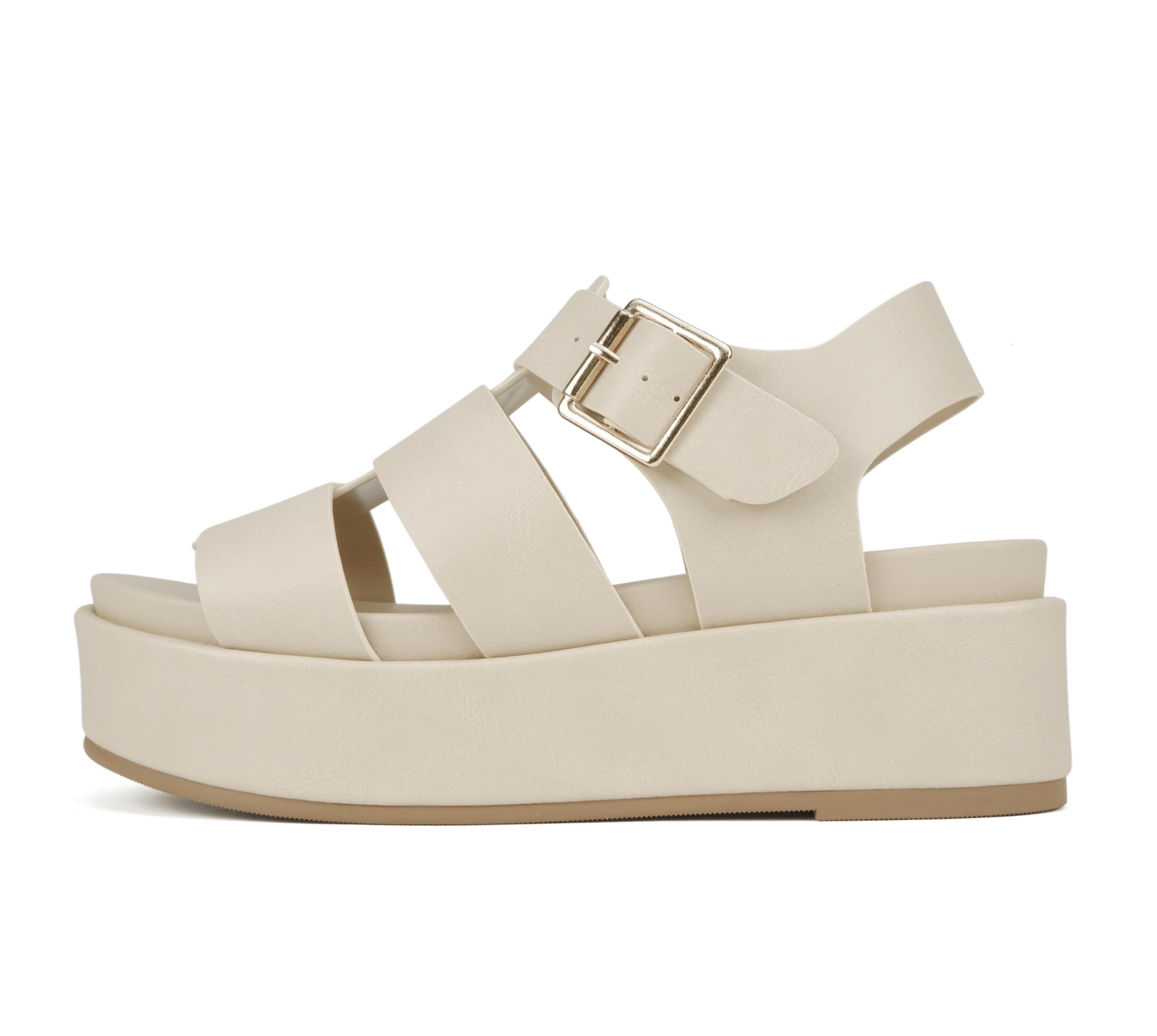 Soda "Bossi ~ Women Round Toe Flatform Fisherman Wedge Sandals with Adjustable Buckle
