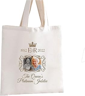 Queen Elizabeth Platinum Jubilee 1952-2022 Tote Bag | the Queen's Jubilee Celebration Gift for Her | Jubilee Keepsake Souvenir Shopping Bag | Union Jack