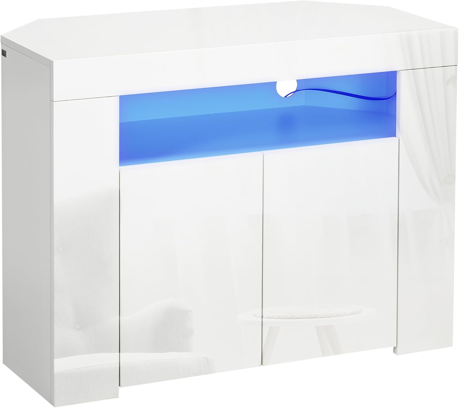 High Gloss Corner TV Stand for TVs up to 40 inches, LED TV