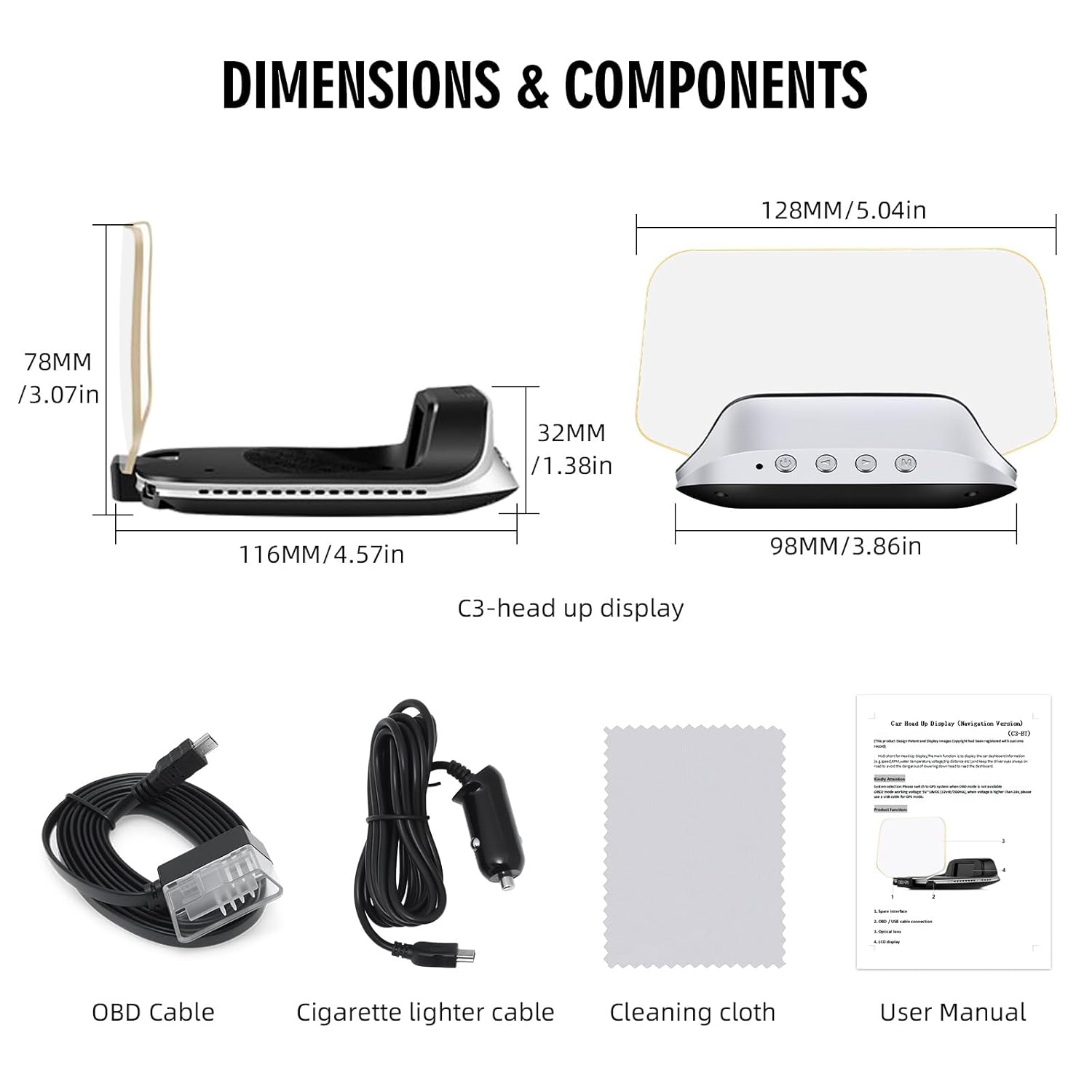 OBD2 Digital Speedometer for Car with Turn Indication, OBD2 & GPS Dual System, RPM, Water Temp, PSI, Volt, Mileage, 4 Alarm, Heads up Display HUD Projector MPH for Most 2008+ Sedan
