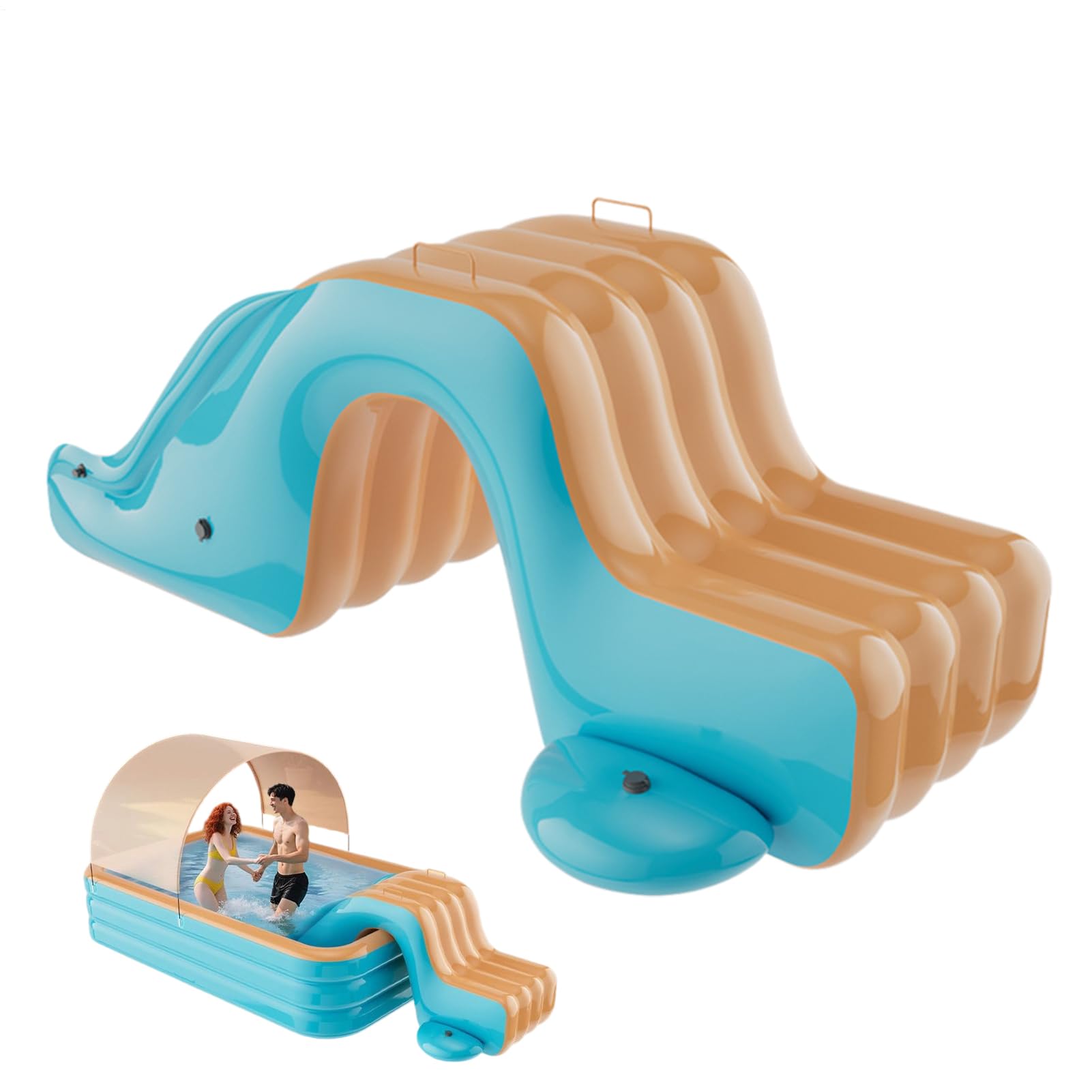 Tobogán Inflable para Piscina, Piscinas Fuera del Suelo Tobogán para Piscina, tobogán de natación de PVC, Tobogáninflable Paso, Verano Piscina Fiesta Suministros para niños 175x105x75cm