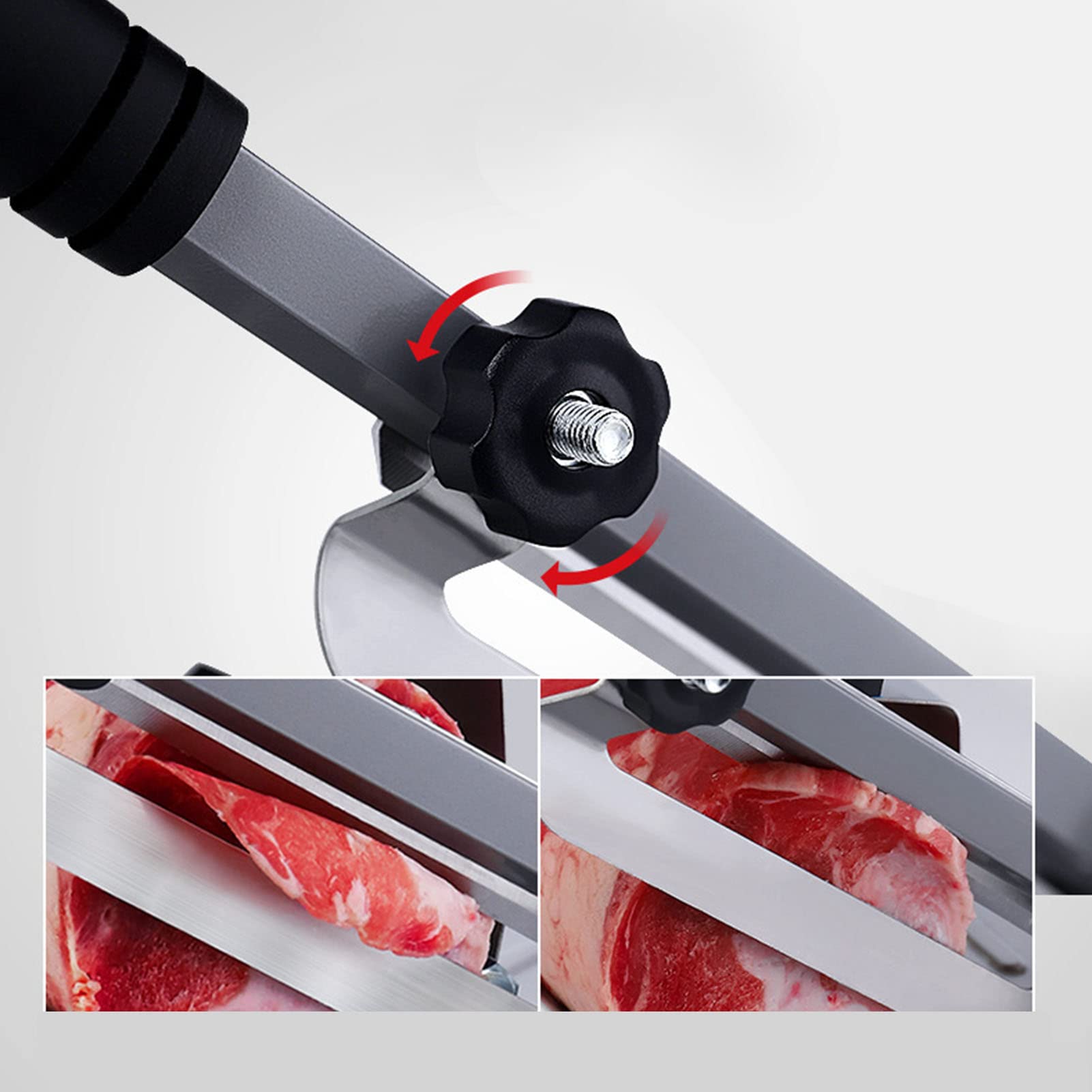 Vleessnijder Handmatig, Bevroren Vlees Snijmachine Roestvrij Staal, Snijmachine voor Vlees Snijden Verstelbare Dikte, voor Thuis Koken van Hot Pot Shabu Shabu Koreaanse BBQ