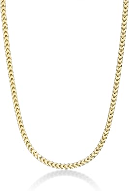 Metro Jewelry Made in Italy Franco Chain Necklace for Men and Women - Yellow Gold Plated 925 Sterling Silver Necklace - 22 to 24 Inches Long Necklace - 3 MM Wide Chain with Lobster Claw Clasp