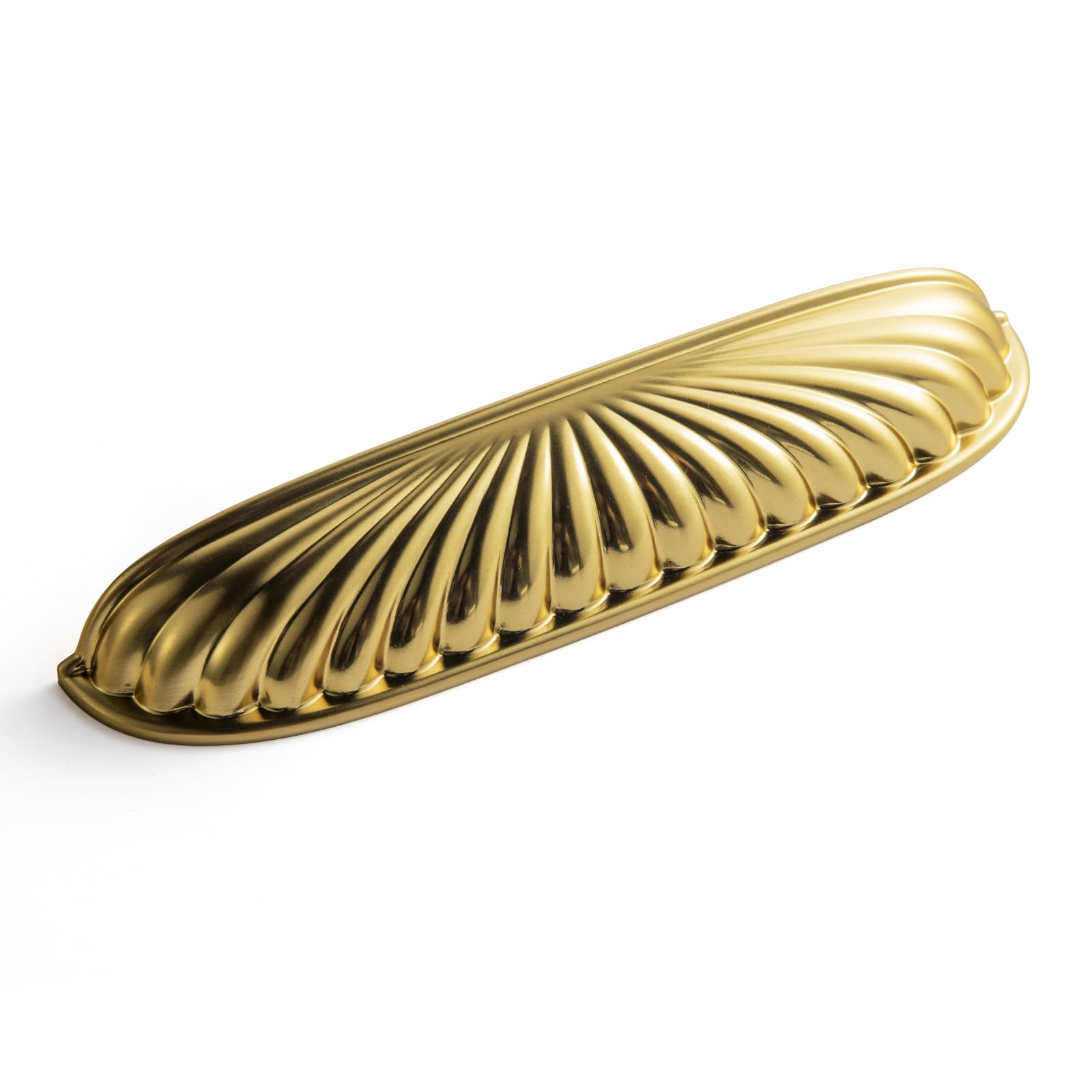 Deuschwer 6-Pack Brushed Gold Cabinet Pulls with 5''(128mm) Hole Centers - Modern Zinc Alloy Cup Pulls with Radial Pattern Design for Kitchen & Wardrobe