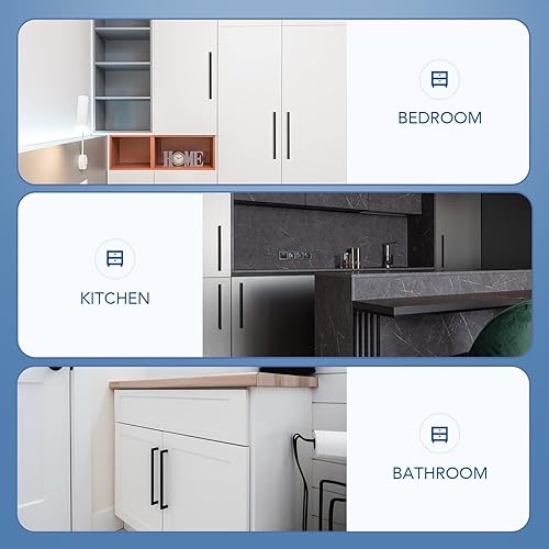 Vista 5 de Ravinte Paquete de 10 tiradores cuadrados de gabinete de 10 pulgadas, manijas negras de gabinete de cocina, accesorios de cocina negro mate