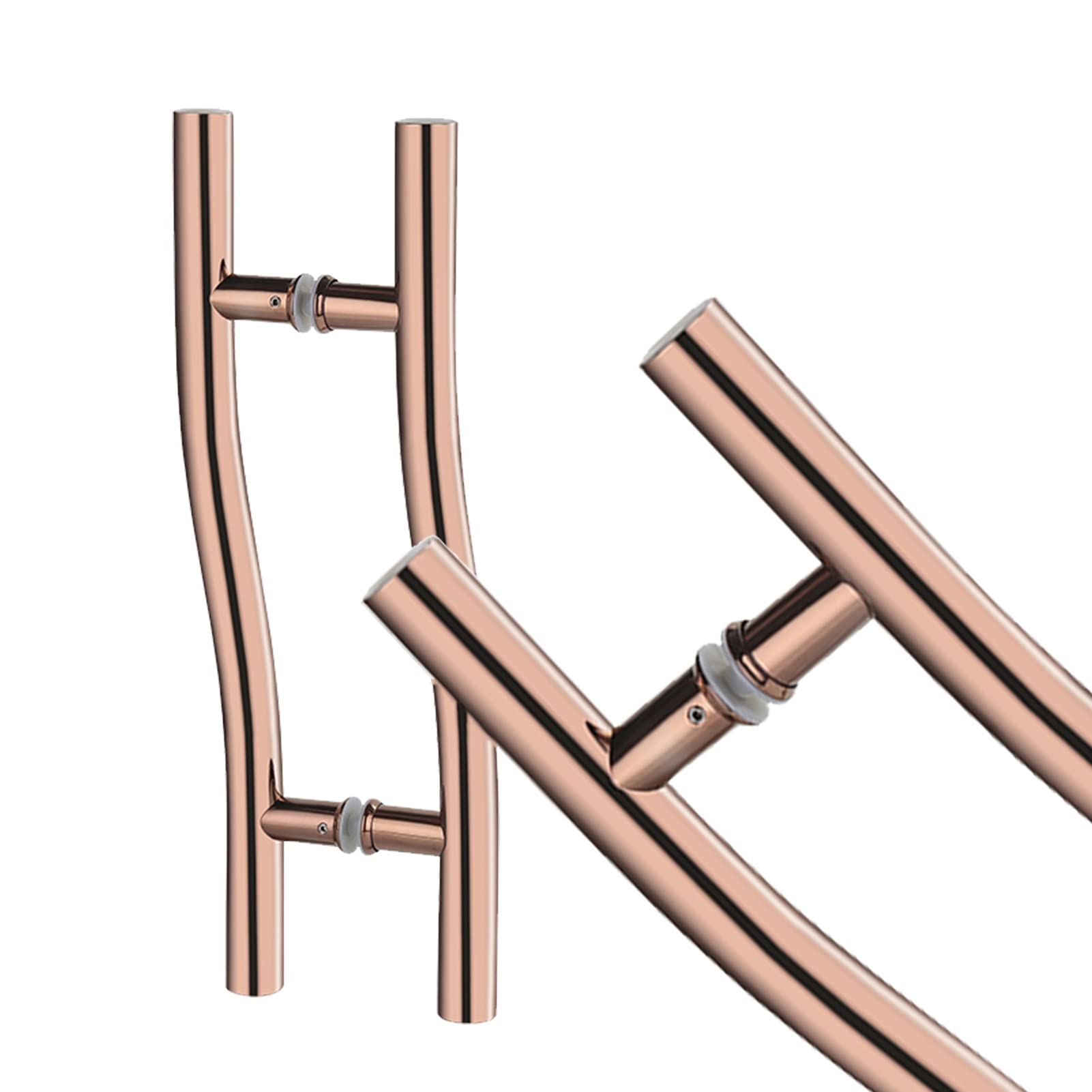 Poignée de porte double en acier inoxydable poli et mat Rose D