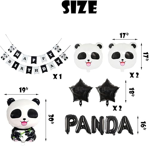 Miniatura 3 de Decoraciones de fiesta de pandas, globos negros para fiesta de oso panda, suministros de fiesta como un pandasafari de la selva con temática de