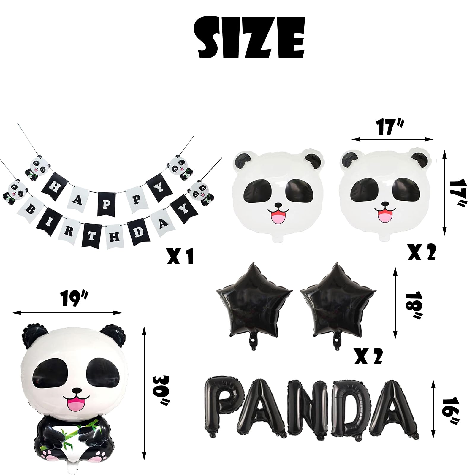 Ballons Thème Panda – 17 Pièces – Film Aluminium – Multicolores Et Tailles Variées – Pour Fête D'anniversaire, Décoration Enfant - 11