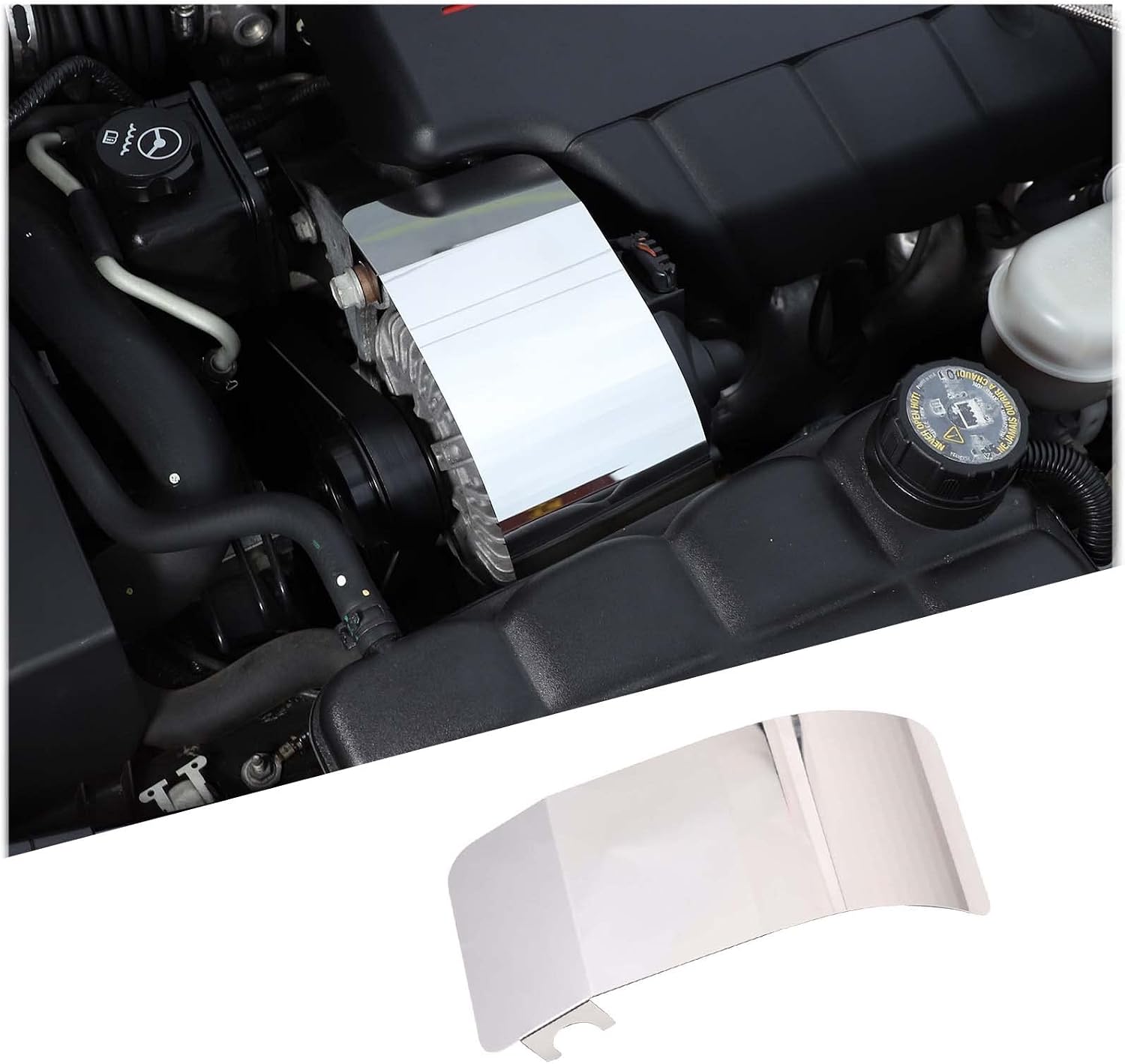 Engine Start Motor Baffle Cover Trim for Chevy Corvette C6 2005 2006 2007 2008 2009 2010 2011 2012 2013 Accessories, Engine Start Baffle Trim Panel, Hood Engine Alternator Cover, Stainless Steel