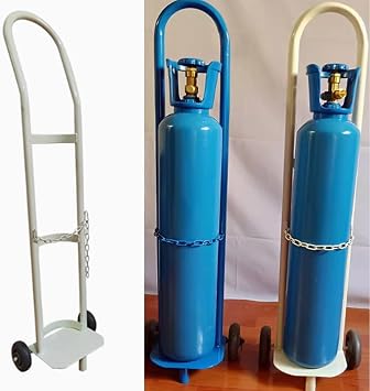 Cylinder Tank Holder Welding Steel Gas Cylinder Cart Trolley, Lightweight Oxygen Tank Cart Dolly for Transportation, Single Capacity Co2 Cylinder Organizer ShelfWhite,110cm/43.3in