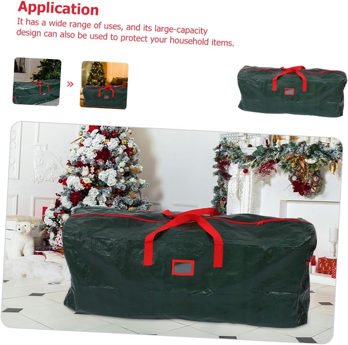Abaodam Christmas Tree Storage Bag Zippered Waterproof Green 165x38x76cm with Carry Handles Dustproof Xmas Tree Container for Holiday Décor Organization