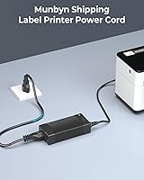 Vista 5 de MUNBYN Cable de alimentación, cable negro de 3 puntas, cable de alimentación de 3.8 pies de repuesto para impresoras térmicas 130B, 129B y 941B