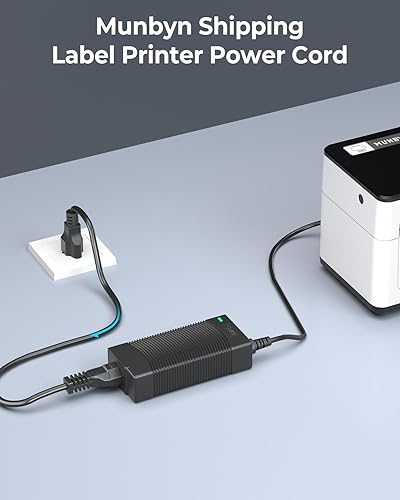 Miniatura 5 de MUNBYN Cable de alimentación, cable negro de 3 puntas, cable de alimentación de 3.8 pies de repuesto para impresoras térmicas 130B, 129B y 941B y